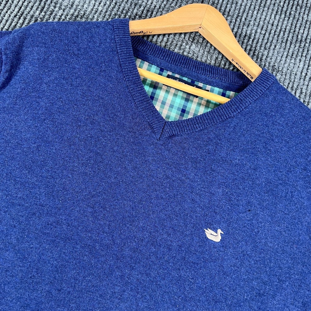 Southern Marsh Sweater Mens Large Blue V Neck Long Sleeve Casual  Comfort